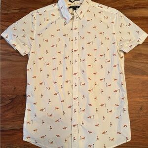 Men's White Fox Golf Short Sleeve Button-Up